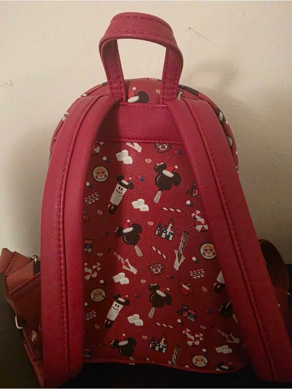Loungefly Red Disney Parks Snack Print Mini Backpack 2021 Holiday Christmas - Picture 2 of 2